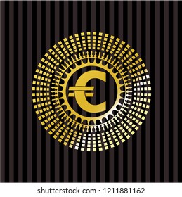 euro icon inside gold emblem or badge