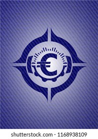 euro icon inside jean or denim emblem or badge background