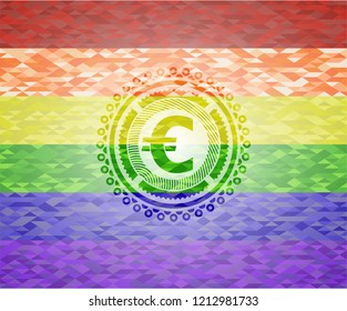 euro icon inside lgbt colors emblem 