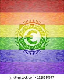 euro icon inside lgbt colors emblem 