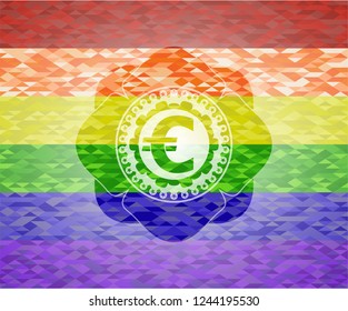 euro icon inside lgbt colors emblem 