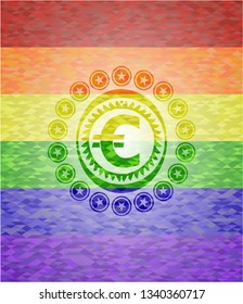 euro icon inside lgbt colors emblem 