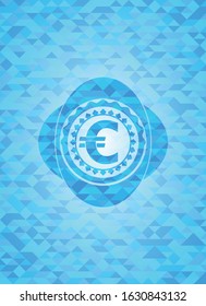 euro icon inside light blue mosaic emblem