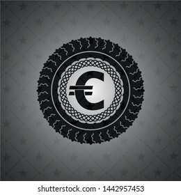euro icon inside realistic black emblem