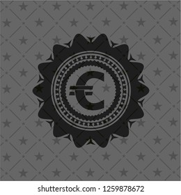 euro icon inside realistic dark emblem
