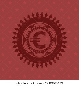 euro icon inside realistic red emblem