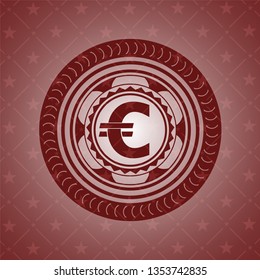euro icon inside red emblem. Vintage.