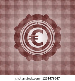 euro icon inside red geometric badge. Seamless.