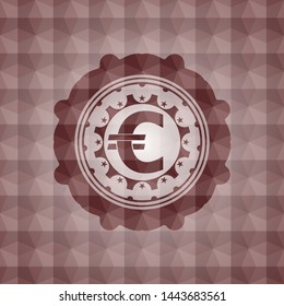 euro icon inside red seamless geometric badge.