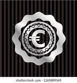 euro icon inside silver badge or emblem