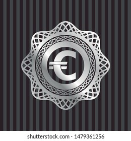 euro icon inside silver badge or emblem