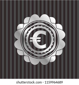 euro icon inside silver shiny badge