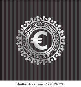 euro icon inside silvery shiny badge