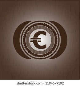euro icon inside vintage wood emblem
