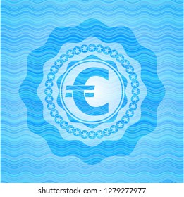 euro icon inside water representation badge.