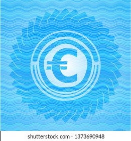 euro icon inside water style emblem.