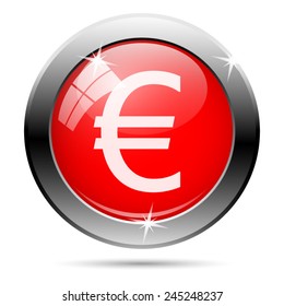 Euro icon. Internet button on white background. 