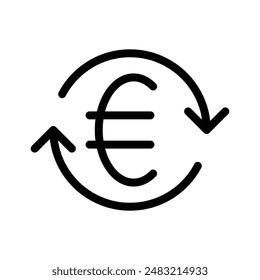 Marca del logotipo lineal del icono EURO en blanco y negro