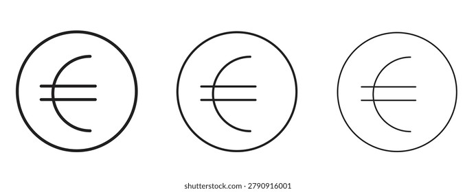 Euro icon in linear versions. Editable line