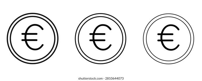 Euro icon in linear versions. Editable line