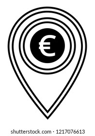 euro icon and map pin