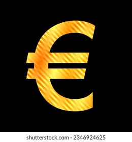 Euro icon on black background. Vector illustration.