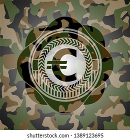 euro icon on camouflage pattern