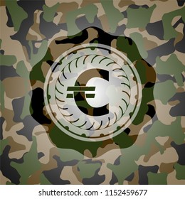 euro icon on camouflage texture