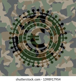 euro icon on camouflaged pattern