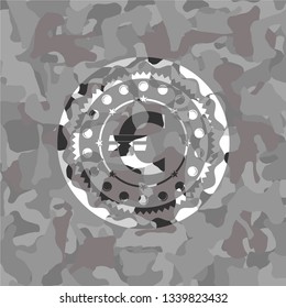 euro icon on grey camouflage pattern