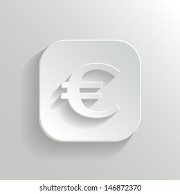 Euro Icon on White Button. Vector Money Symbol.