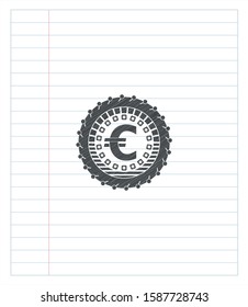 euro icon pencil strokes emblem. Vector Illustration. Detailed.