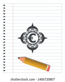 euro icon with pencil strokes. Vector Illustration. Detailed.