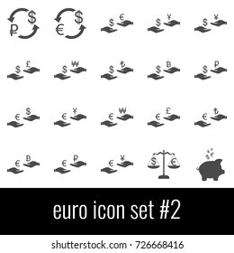 Euro. Icon set 2. Gray icon on white background.