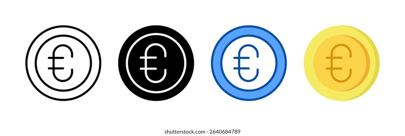 Euro icon set bundle. Multi style icon collection perfect for websites, apps, and presentations. Simple vector icon collection