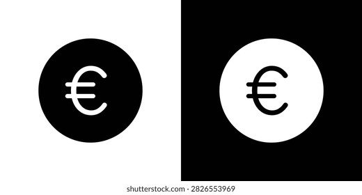 Euro icon set in bundle and white.