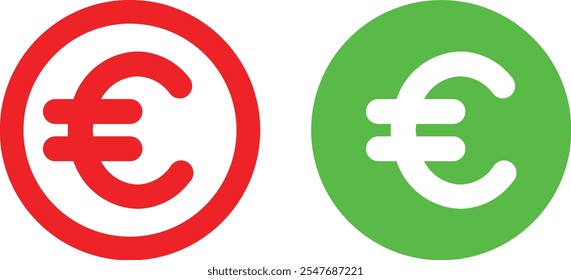 Conjunto de iconos de euro, conjunto de iconos de monedas de euro, símbolos de Vector de monedas de euro
