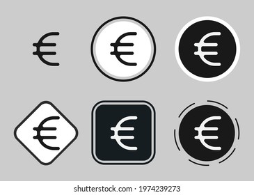 euro icon set. Collection of high quality black outline logo for web site design and mobile dark mode apps. Vector illustration on a white background	