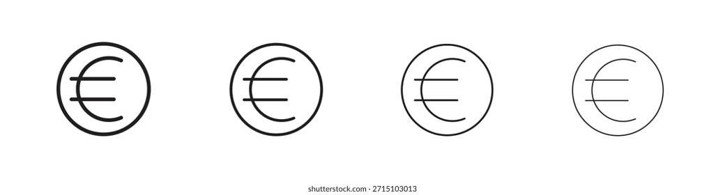 Euro icon set. A collection of simple black thin strokes icons