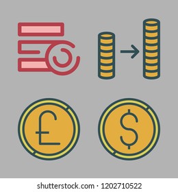 euro icon set. vector set about coin, coins and coin stack icons set.