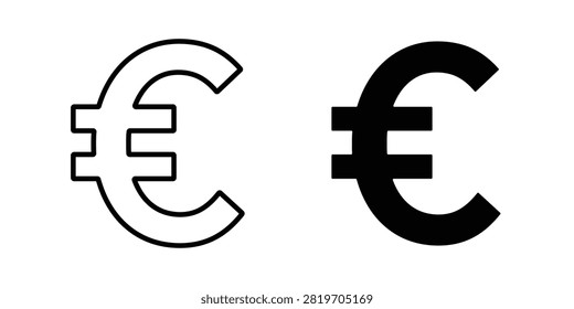 Euro icon symbol  illustration bundle in black colour.