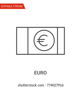Euro Icon. Thin Line Vector Illustration . Adjust stroke weight - Expand to any Size - Easy Change Colour - Editable Stroke - Pixel Perfect