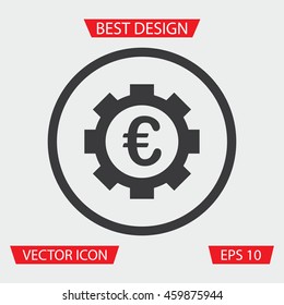 Euro Icon - Vector illustration of euro development icon in circle, on gray background. Currency Icon. Finance Icon. 