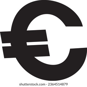 Logotipo del vector del icono del euro con color negro, vectores de iconos de moneda