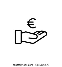 Euro icon vector. Euro Money coin on hand icon for investment . Trendy Flat style for graphic design, Web site, UI. EPS10. - Vector illustration