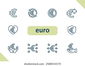 Euro icons. Currency, money, payment vector icon set