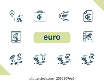 Euro icons. Currency, money, payment vector icon set