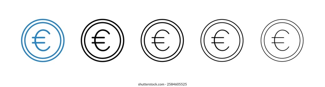 Euro icons in five different stroke sizes