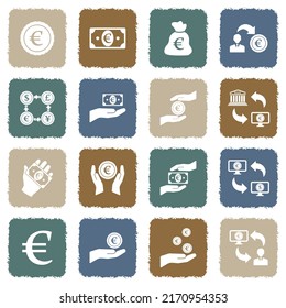 Euro Icons. Grunge Color Flat Design. Vector Illustration.