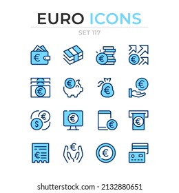 Euro icons. Vector line icons set. Premium quality. Simple thin line design. Modern outline symbols collection, pictograms.